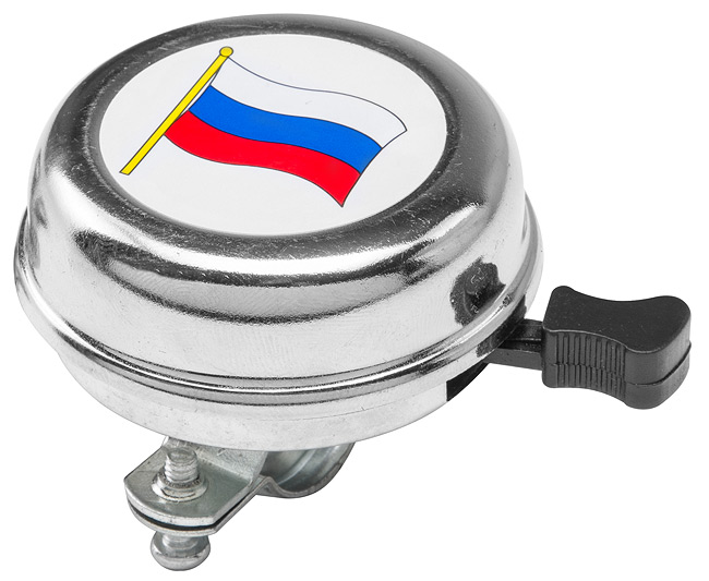 Звонок 54BF-01 с российским флагом, стальной, хромированный 210210