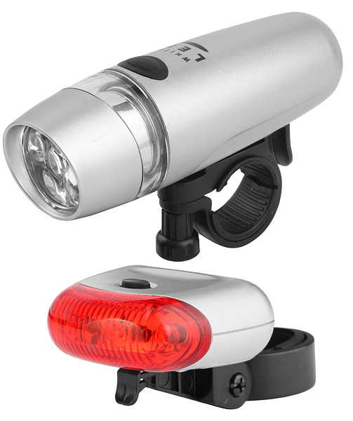 Фонари передний и задний JY-813A 5 и 5 светодиодов 3 режима серебр. 560045