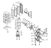 Впускной коллектор и резонатор 2-Х ТАКТНОГО ПЛМ MERCURY 75 Серийный номер от 9589039 до 9793576