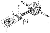 Коленвал и поршень двигателя Racer 157QMJ